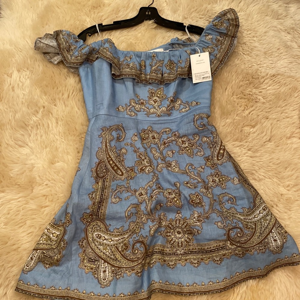 🎉HOST PIC 🎉🎊NWT Zimmermann Fiesta Ruffle Neck Short Dress